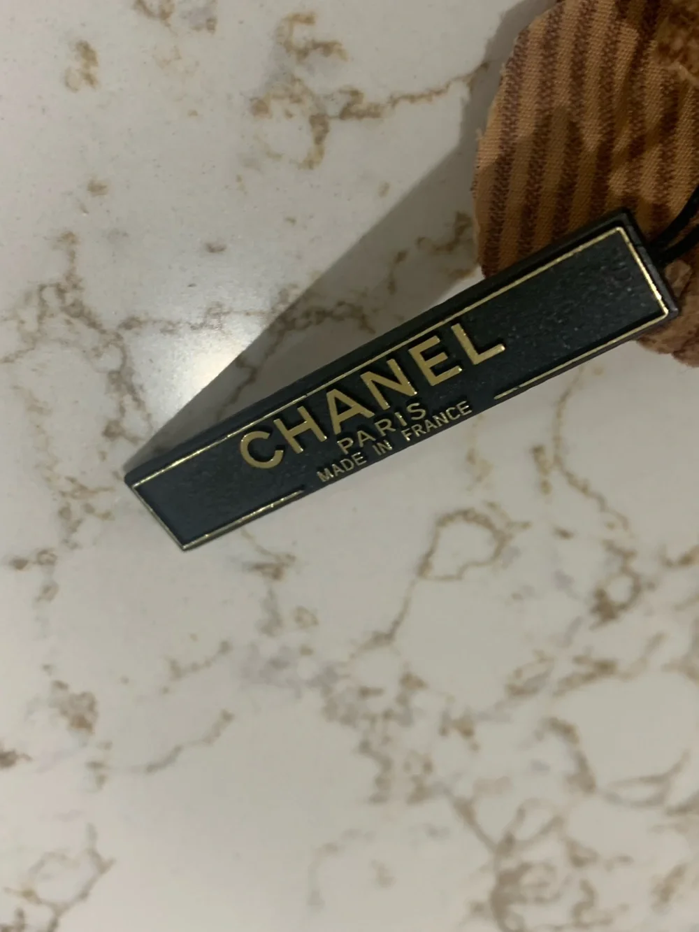 Rare CHANEL Brown Corduroy Camellia BROOCH